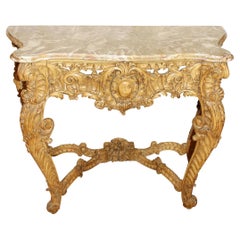 Antique Mid 19th Century Italian Marble Top Console Table