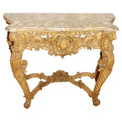 Mid 19th Century Italian Marble Top Console Table