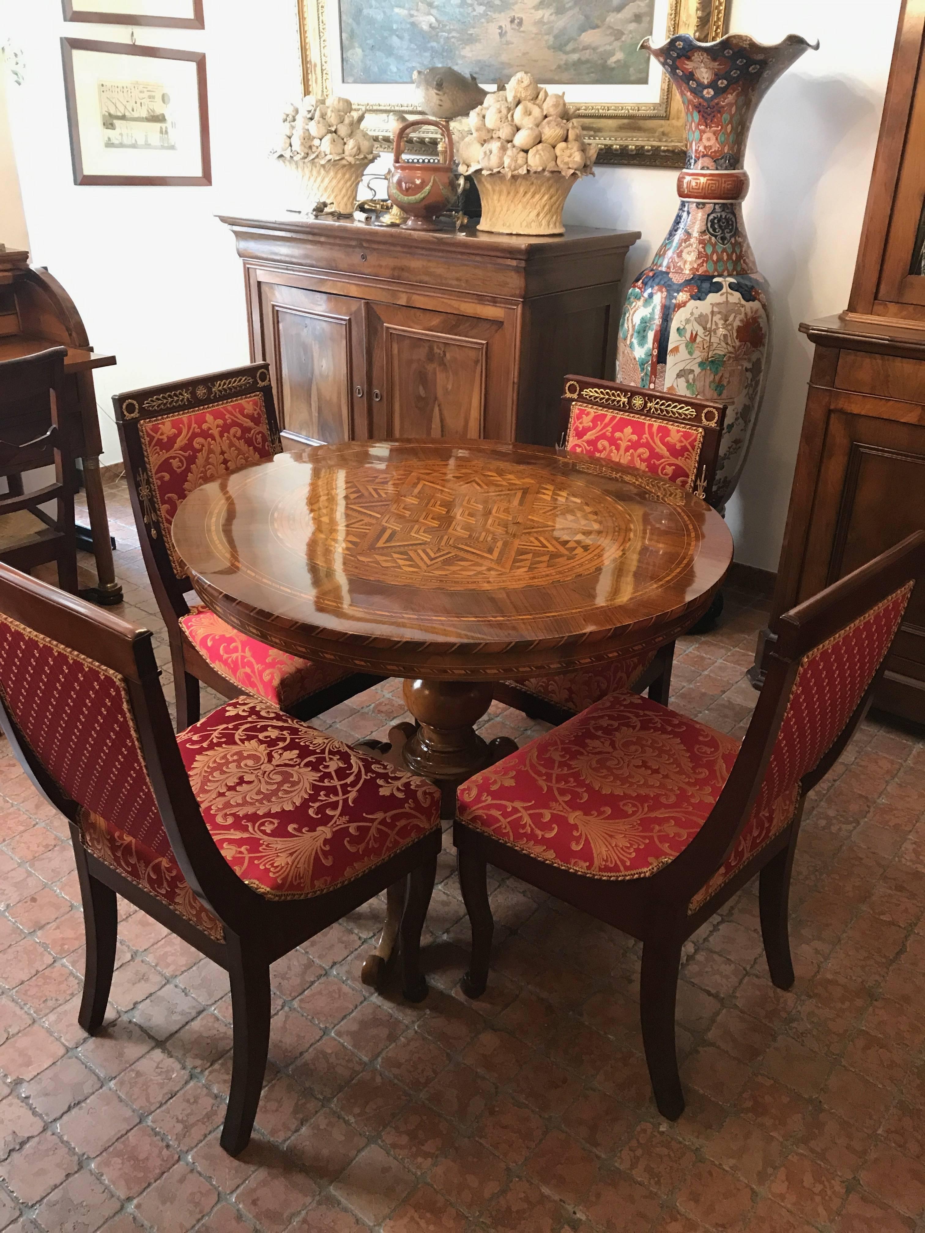 19th Century Italian Marquetry Center Circular  Table from Rolo  14