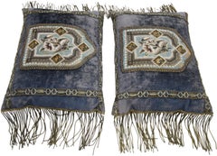 Mid-19th Century Italian Metallic Embroidered Velvet Pillows Metallic Fringe