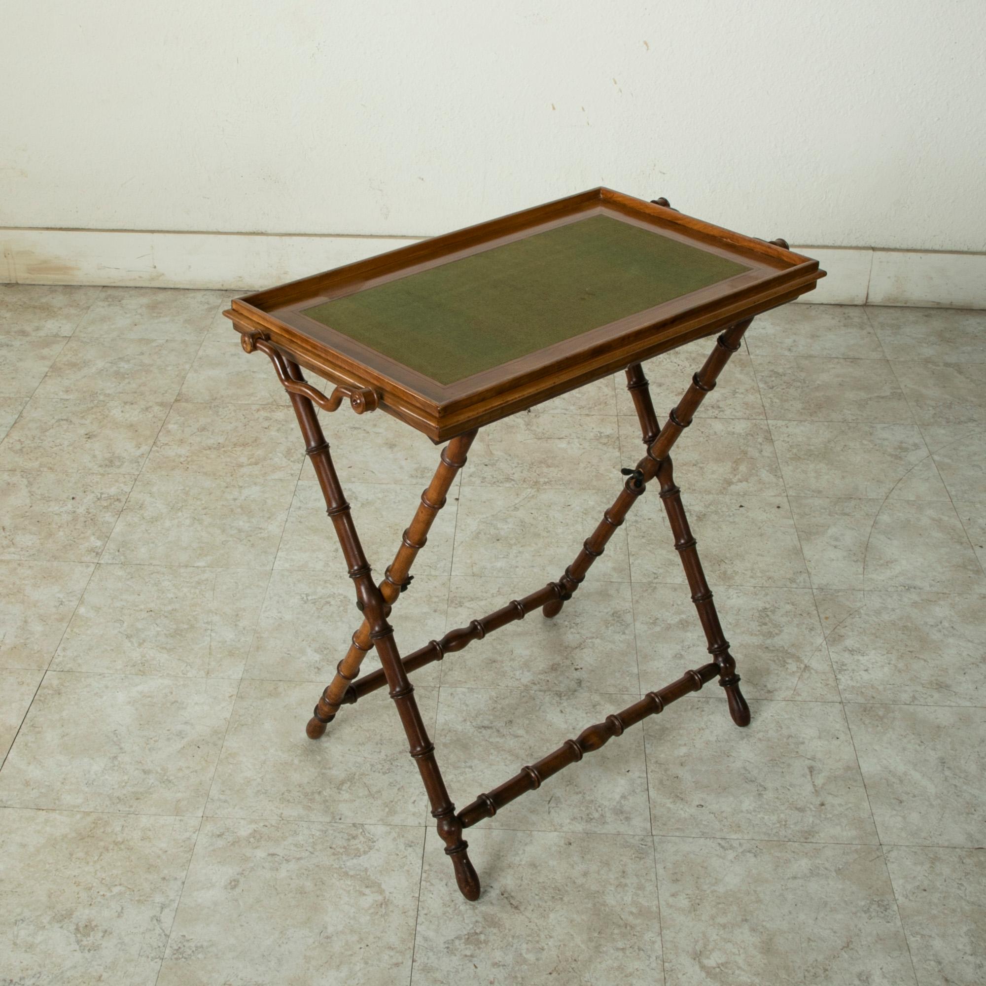 Mid-19th Century Italian Olive Wood Faux Bamboo Folding Tray Table or Side Table 7