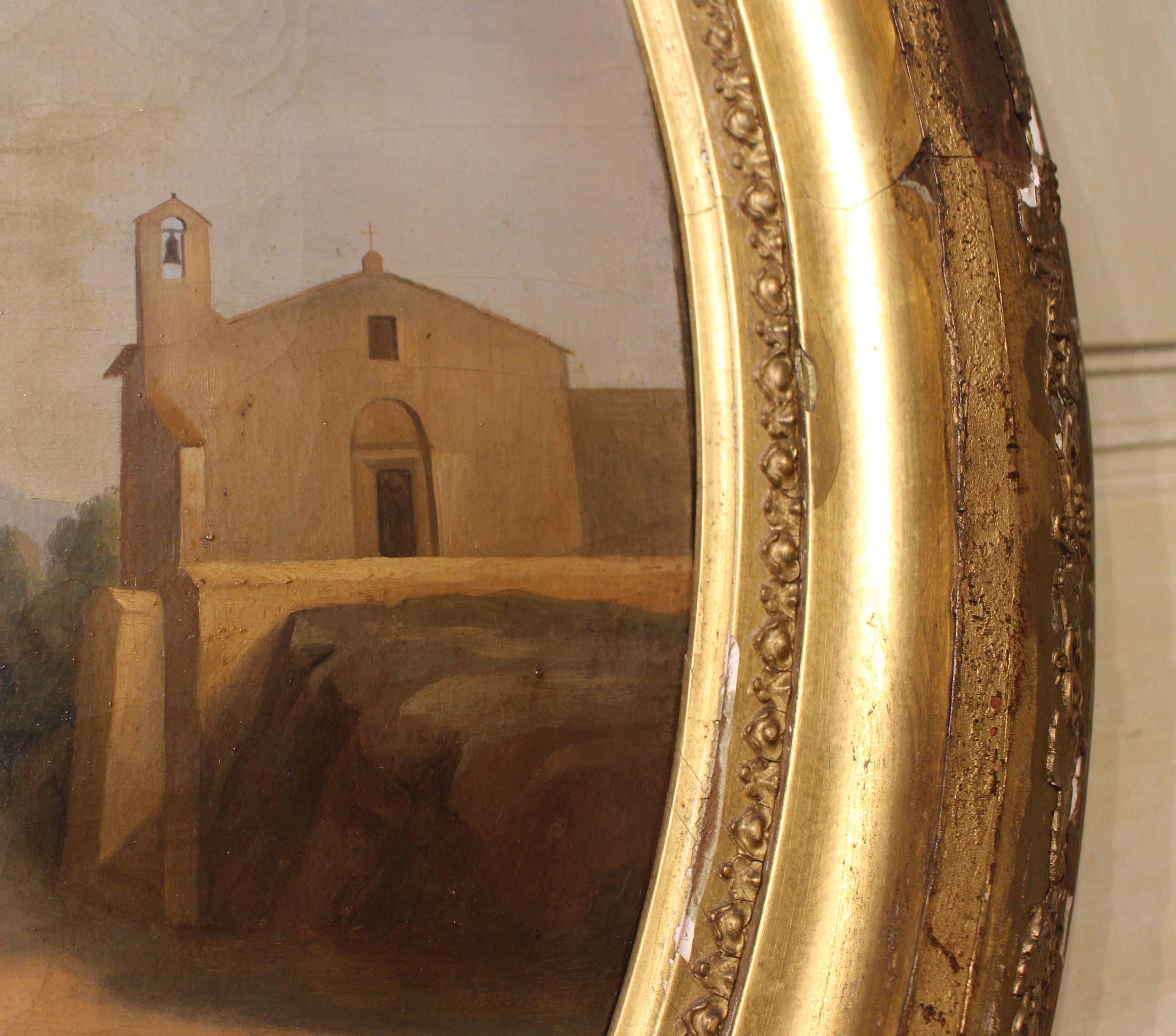 20th Century Mid 19th Century Italian Oval Portrait in Original Frame For Sale