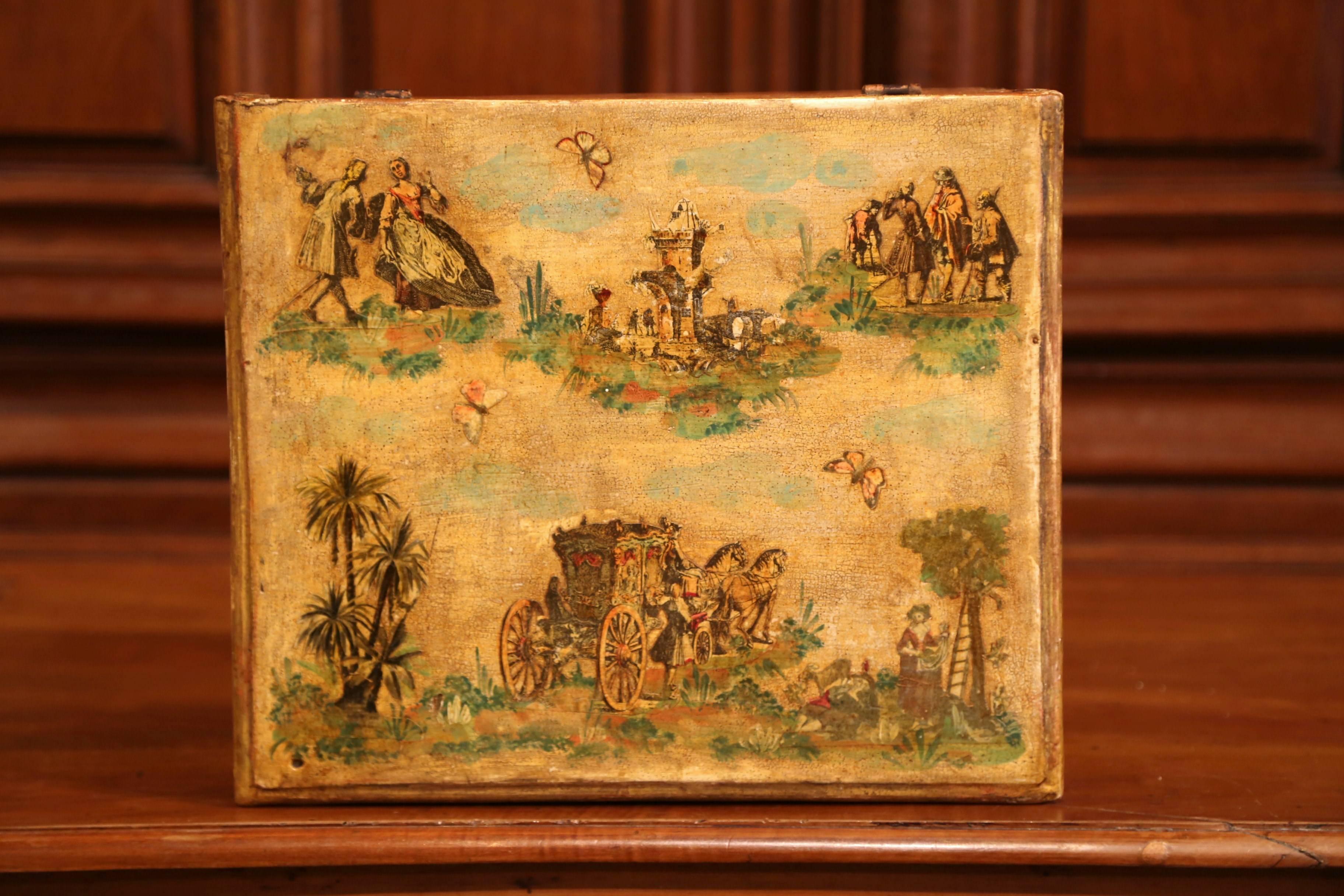 Mid-19th Century Italian Carved and Painted Decorative Box For Sale 5