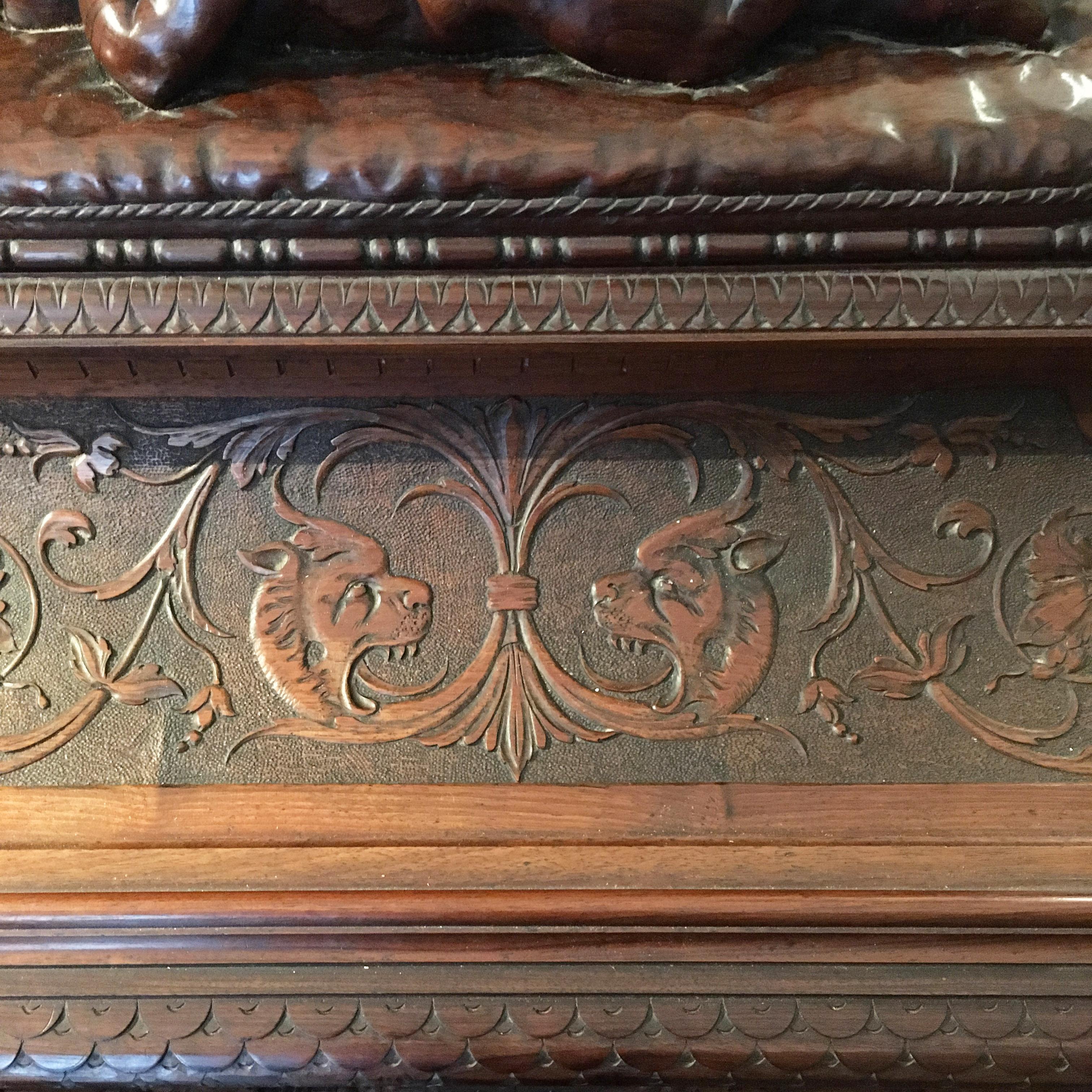 Hand-Carved Mid-19th Century Italian Renaissance Revival Carved Walnut Chest