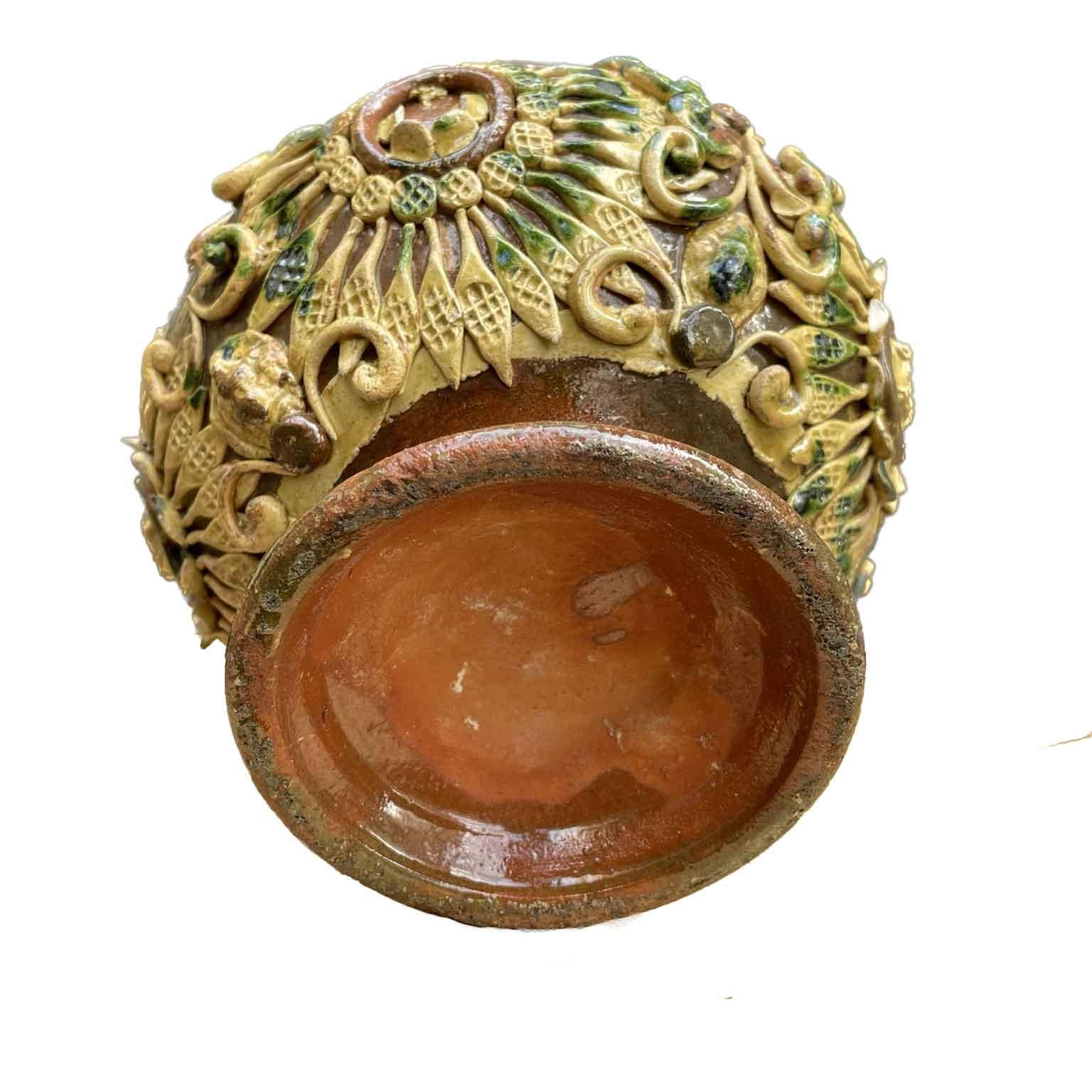 Ceramic Mid-19th Century Italian Tuscan Warmer Basket For Sale