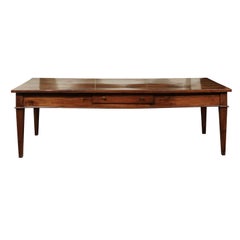 Console/table de salle à manger italienne en noyer du milieu du XIXe siècle