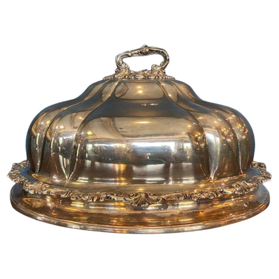Mid-19th Century James Dixon & Sons English Sheffield Silver Plated Meat Dome For Sale