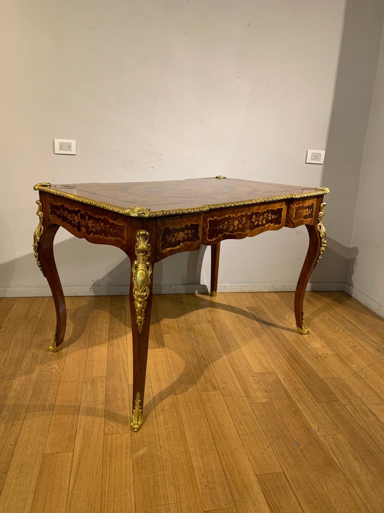 Mid-19th Century, Janselme Fils Inlay Writing Table For Sale at 1stDibs