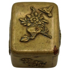 Vintage Mid-19th Century Japanese Meiji Period Bronze Stamp Box