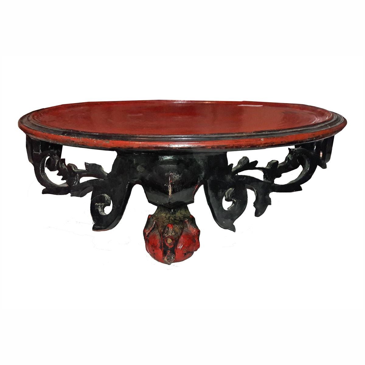 Wood Mid-19th Century Lacquered Tray Table from Thailand
