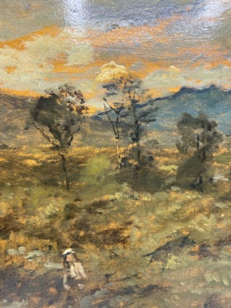 Mid 19th Century Landscape Oil on Board Painting at 1stDibs
