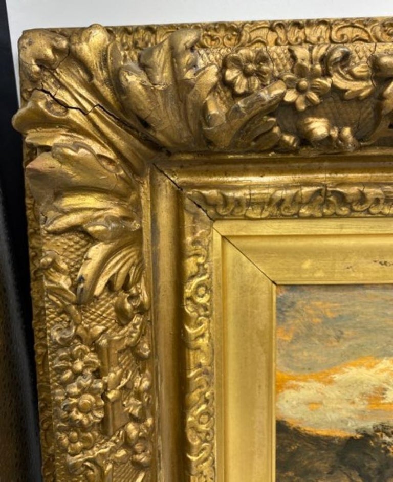 Mid 19th Century Landscape Oil on Board Painting at 1stDibs