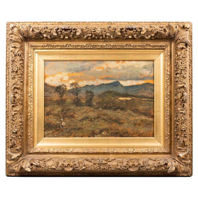 Mid 19th Century Landscape Oil on Board Painting at 1stDibs