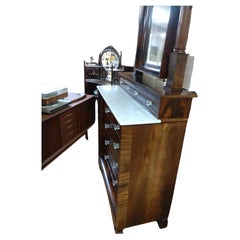 Mid-19th Century Large Empire Dresser with Mirror & Marble Top