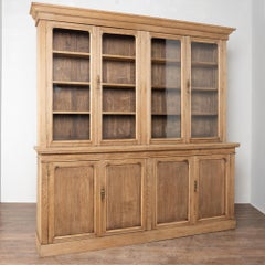 Mid-19th Century Large French Bleached Oak Bookcase Display Cabinet