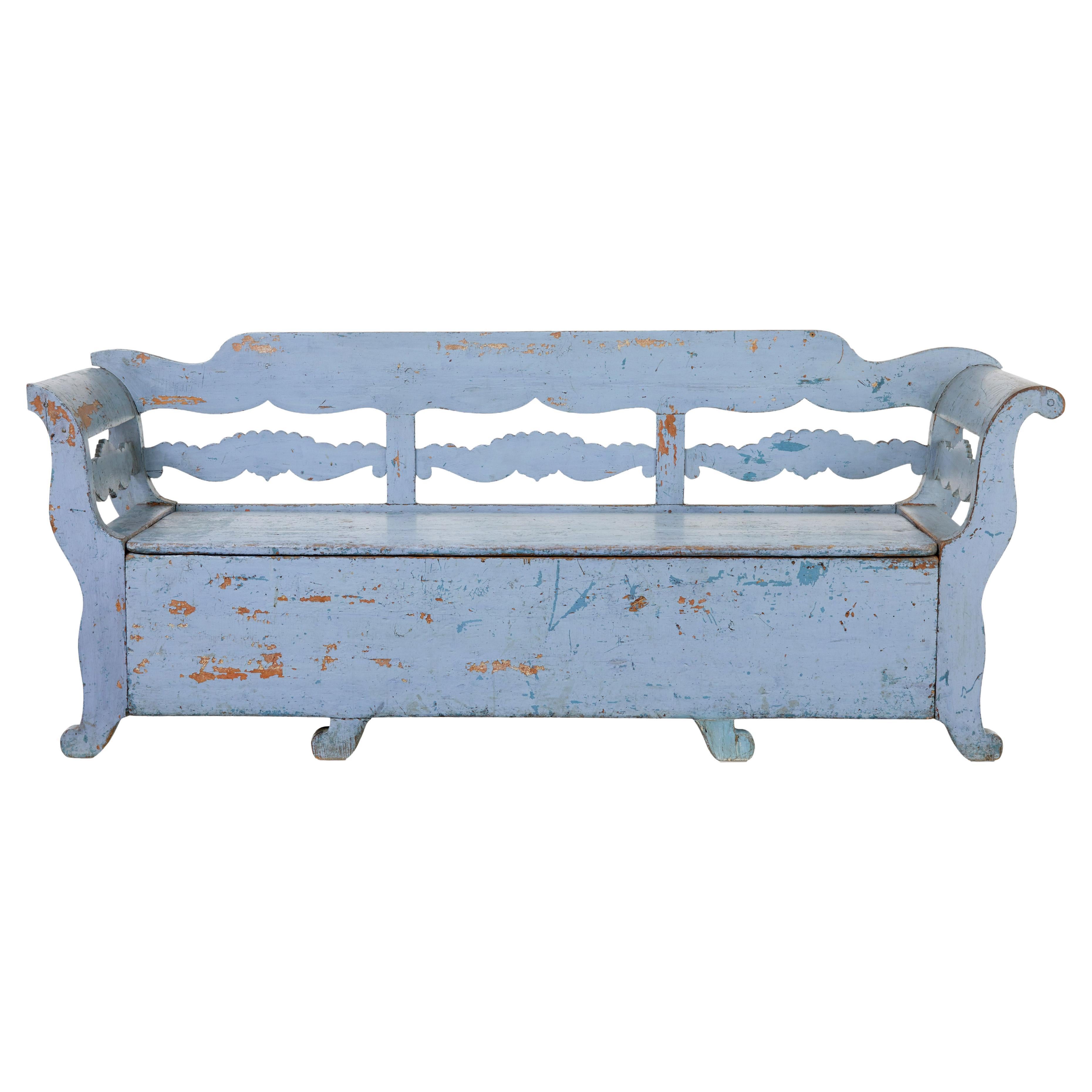 Mid 19th century large hand painted Swedish bench