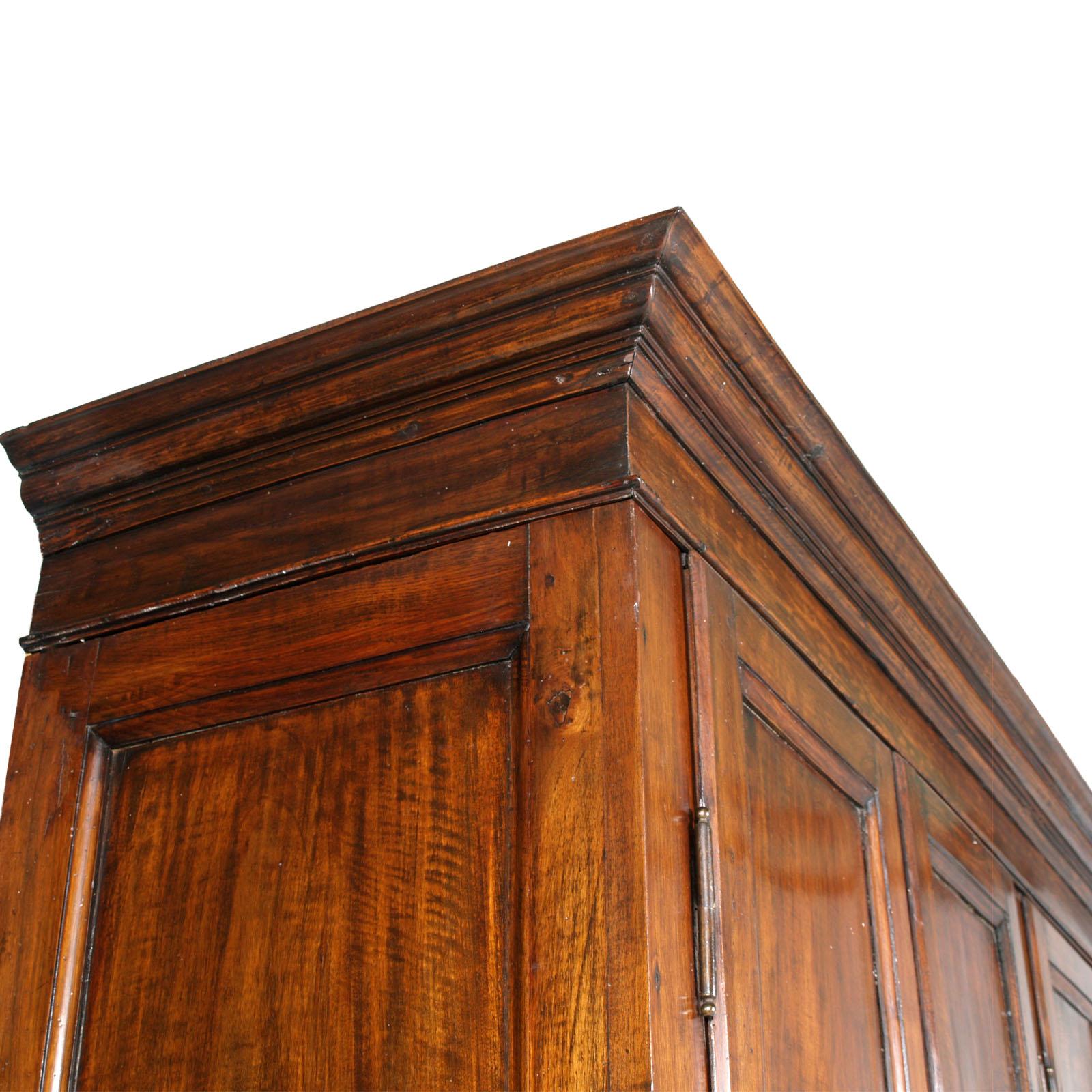Neoclassical Revival Mid-19th Century Large Neoclassic Cupboard Bookcase Wardrobe in Massive Walnut For Sale