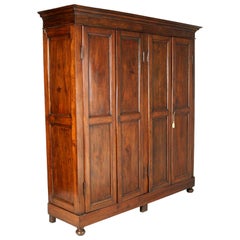 Mid-19th Century Large Neoclassic Cupboard Bookcase Wardrobe in Massive Walnut