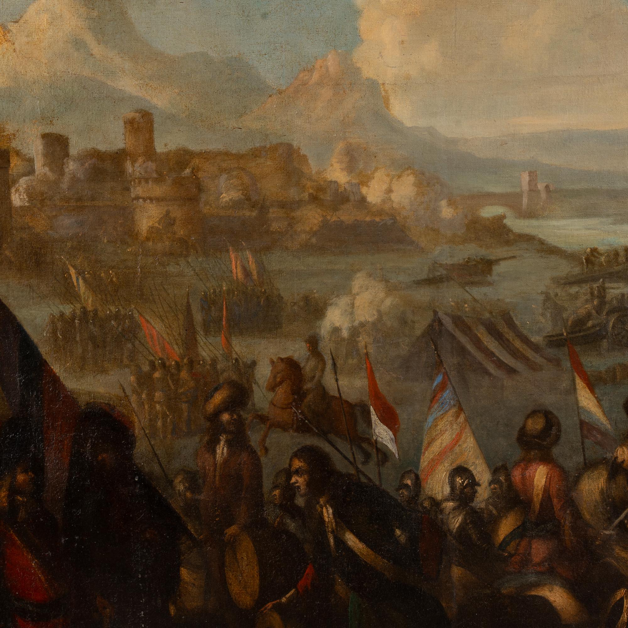 Toile Grande peinture originale sur toile du milieu du 19e siècle représentant une scène de bataille en vente