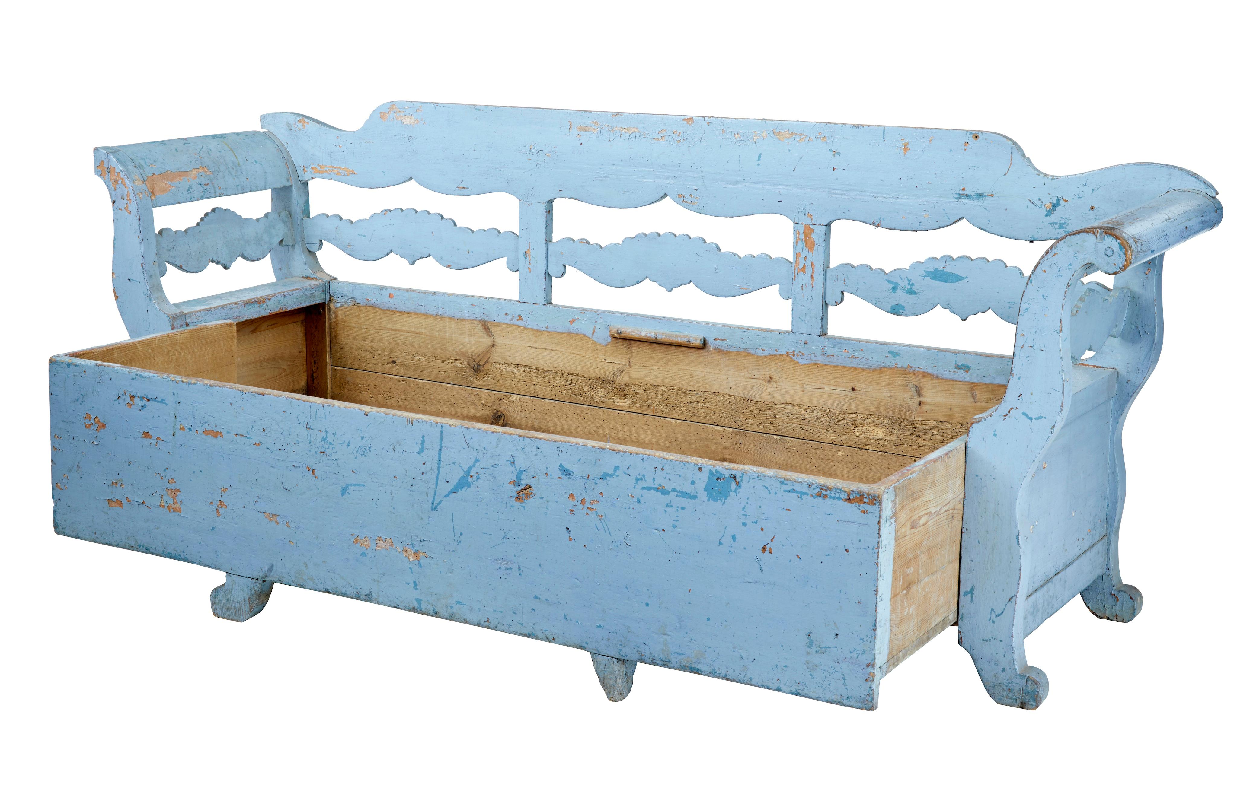 Rustic Mid-19th Century Large Painted Swedish Bench Day Bed