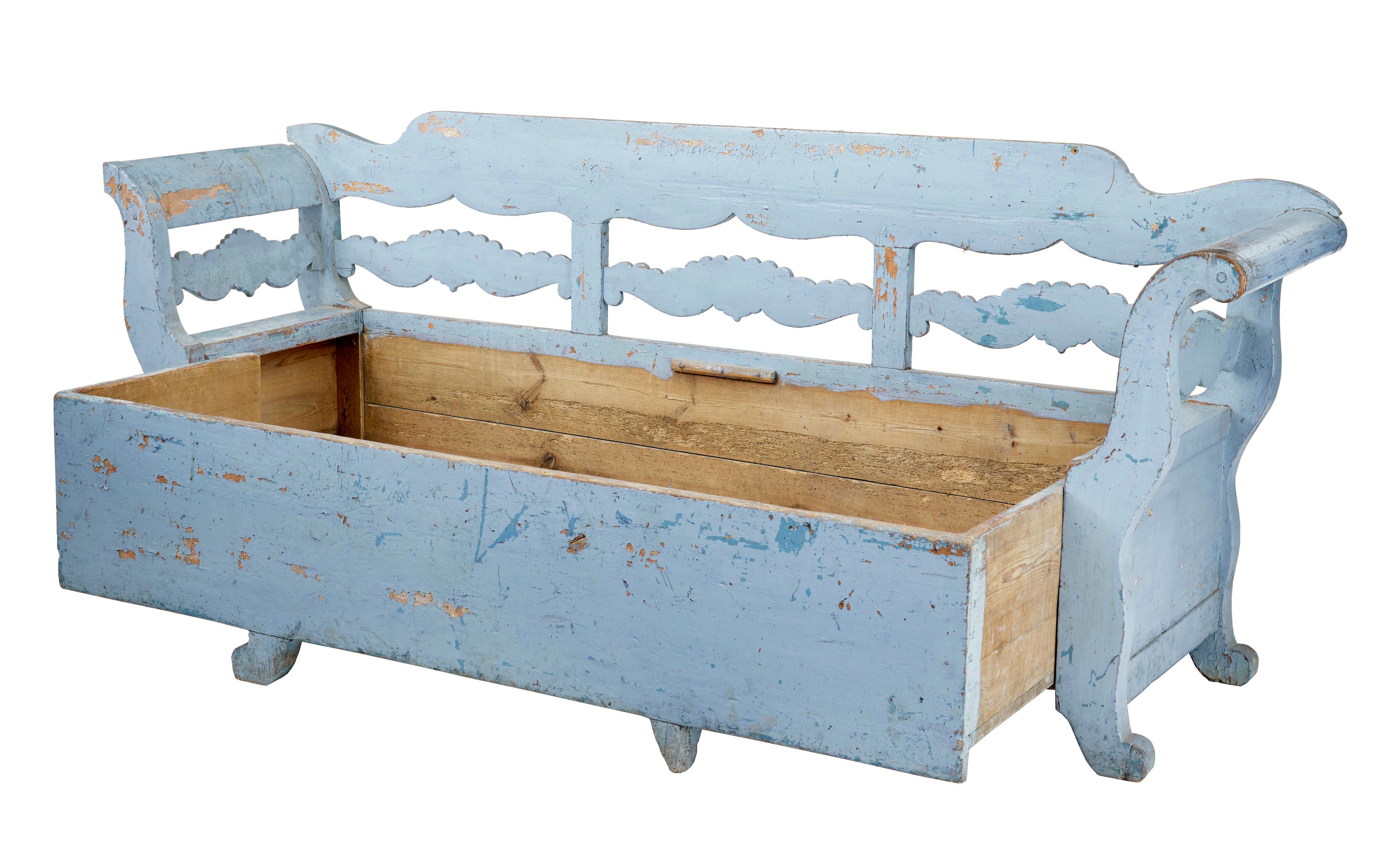 Rustic Mid-19th Century Large Painted Swedish Bench Daybed For Sale