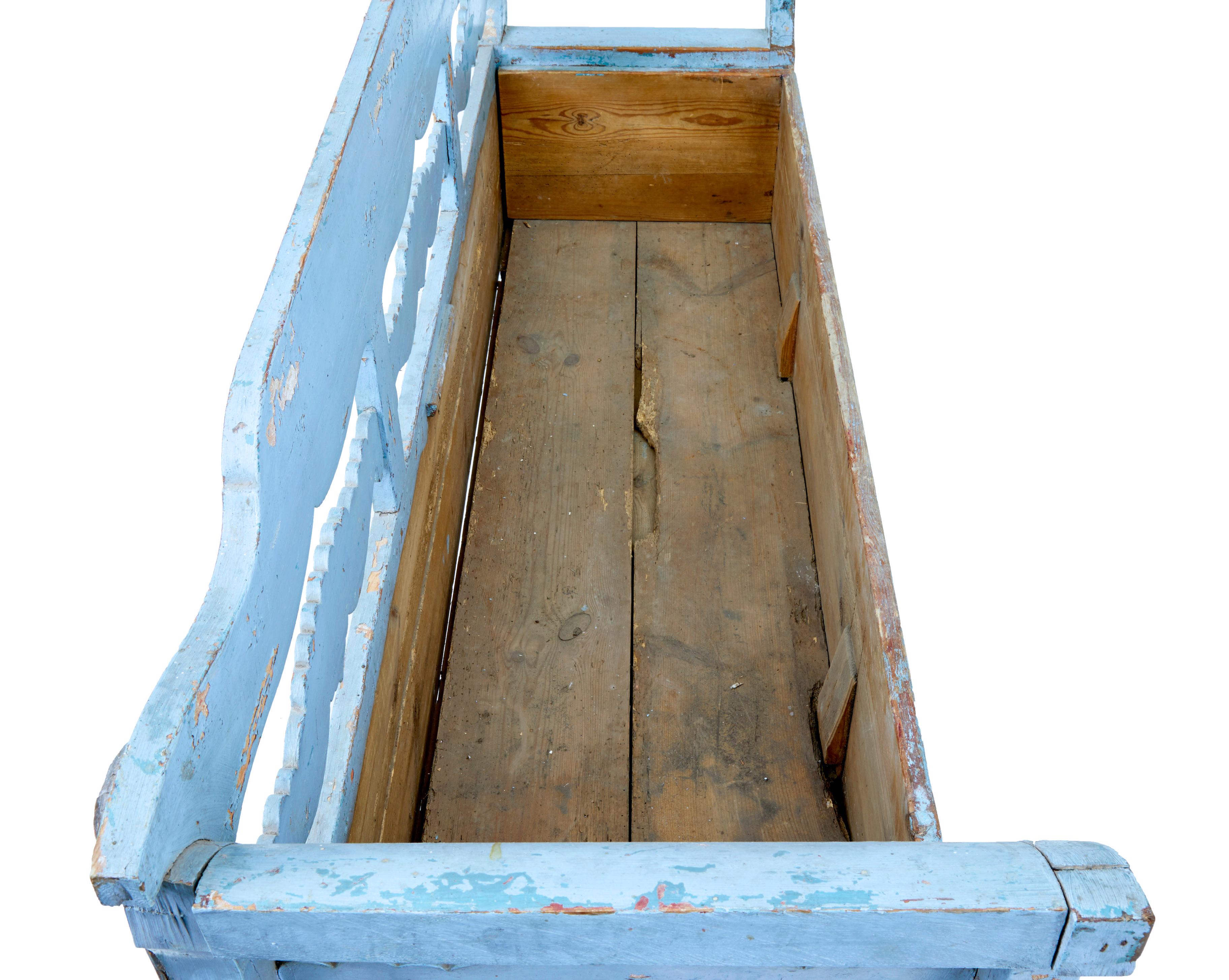 Pine Mid-19th Century Large Painted Swedish Bench Day Bed