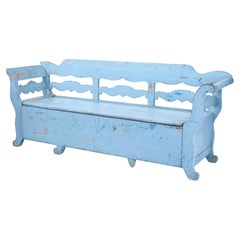 Mid 19th Century Large Painted Swedish Bench Day Bed