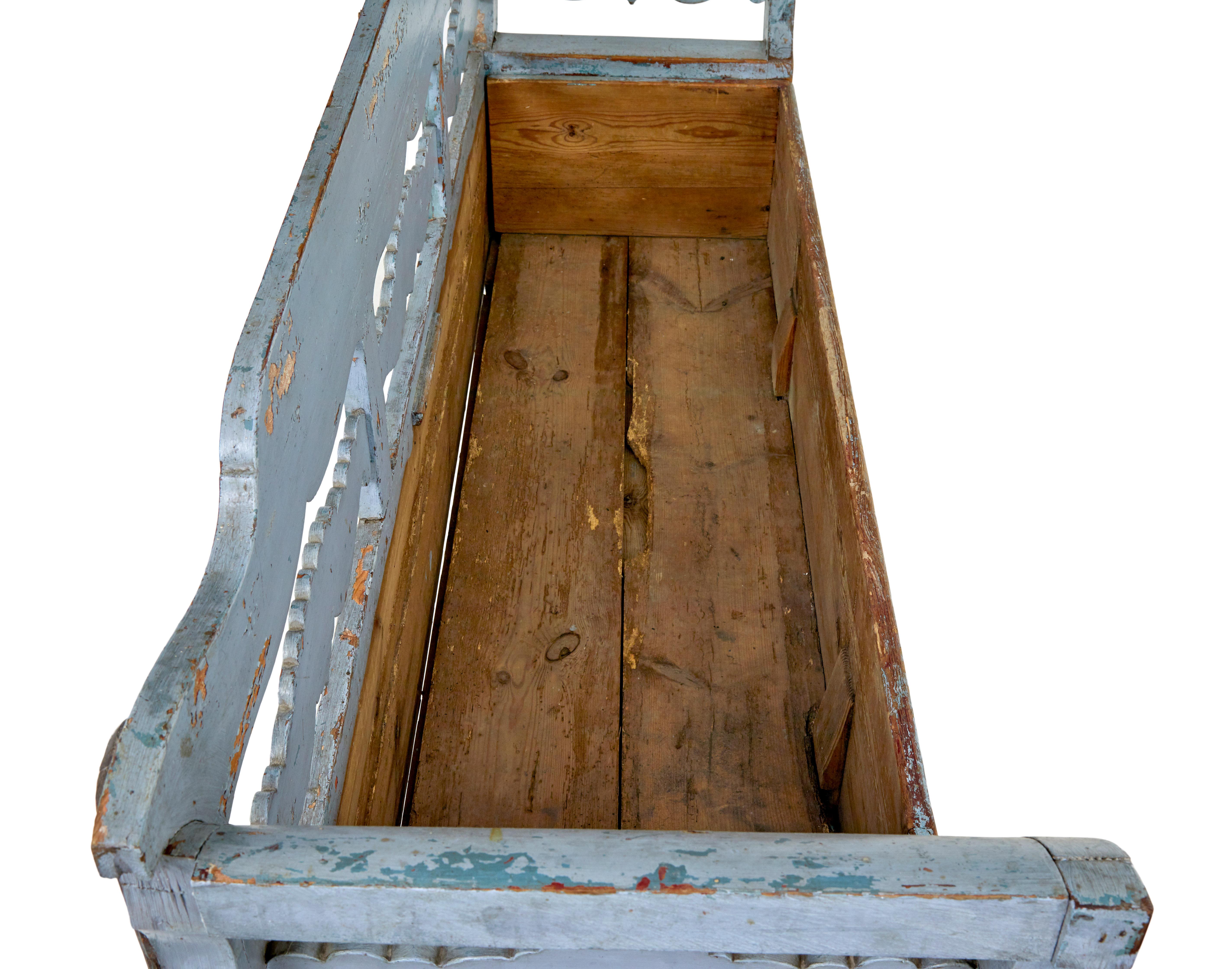 Mid 19th century large painted Swedish bench 3