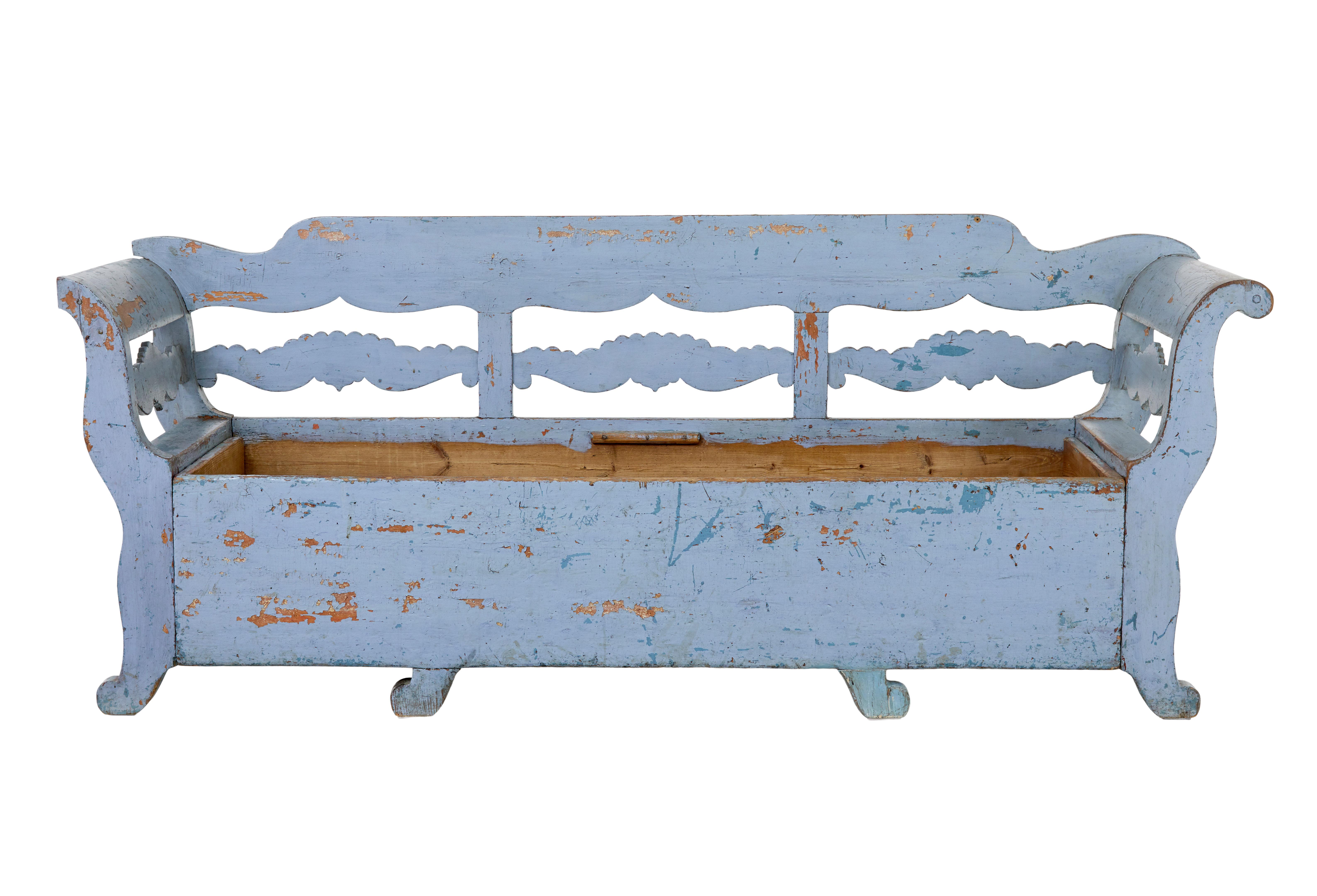 Rustic Mid 19th century large painted Swedish bench