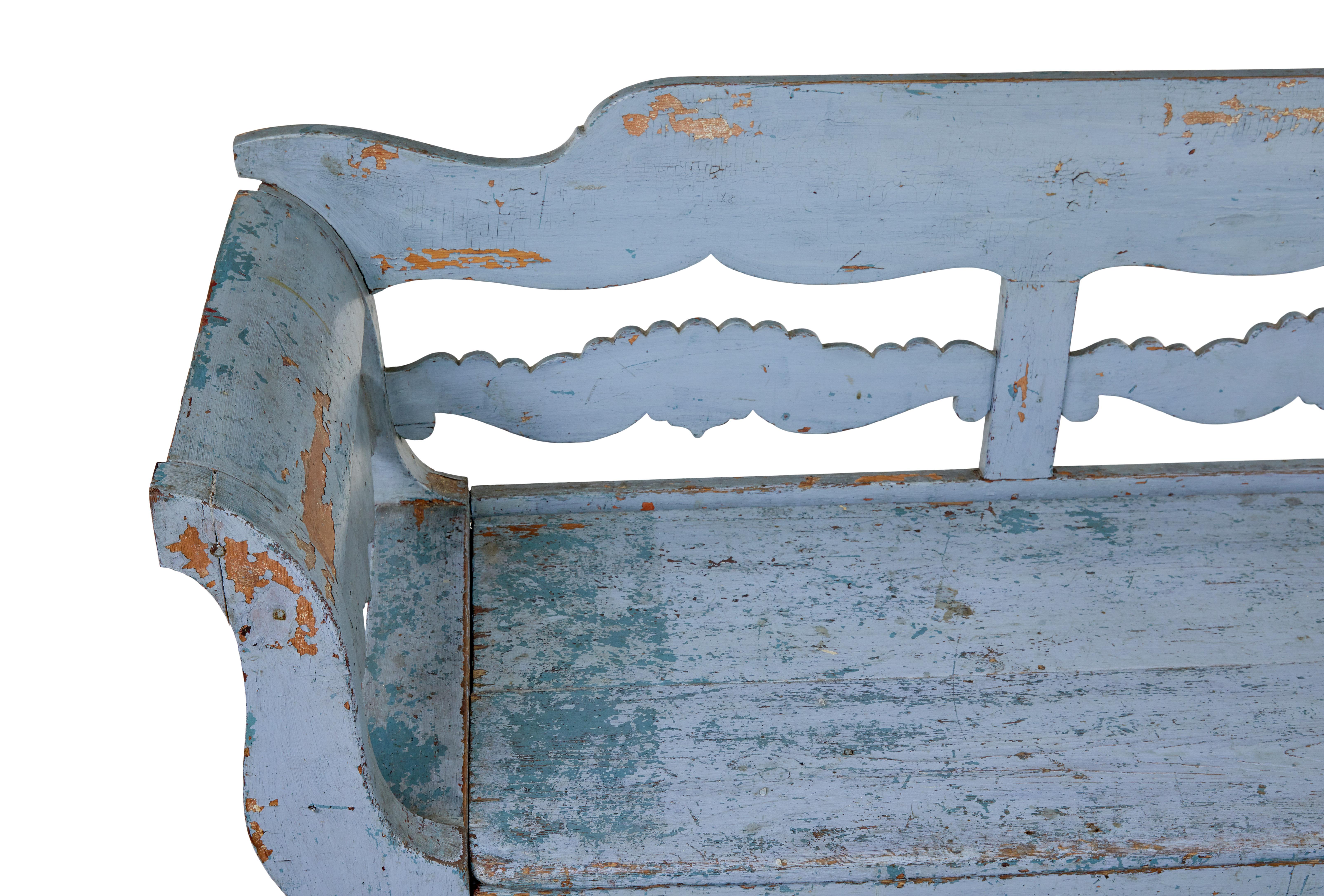 Mid 19th century large painted Swedish bench 1
