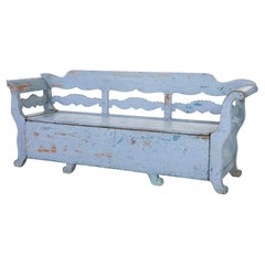 Antique Mid 19th century large painted Swedish bench