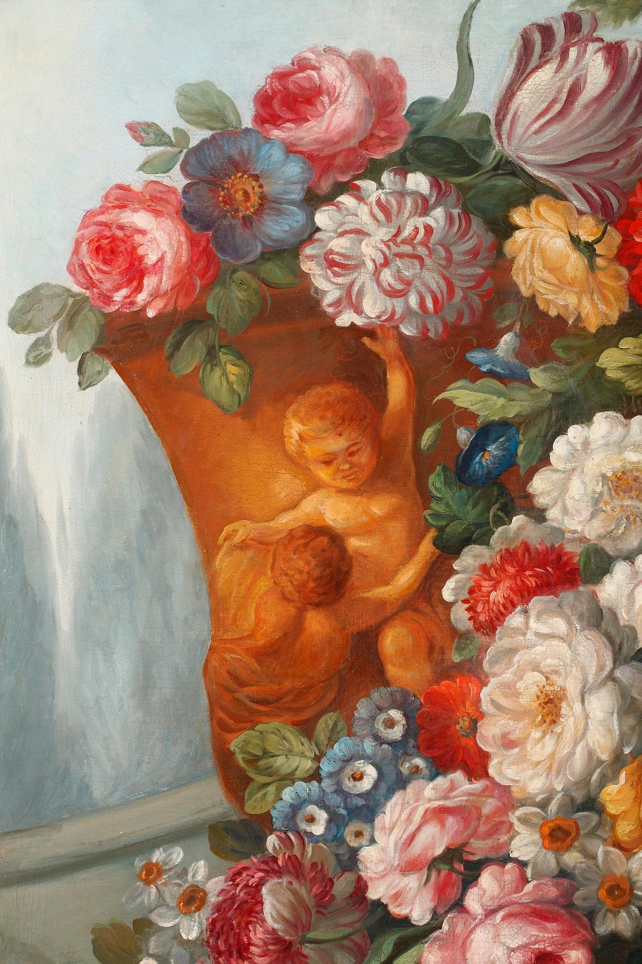 Mid-19th Century Large Painting Still Life After Gaspare Lopez 9