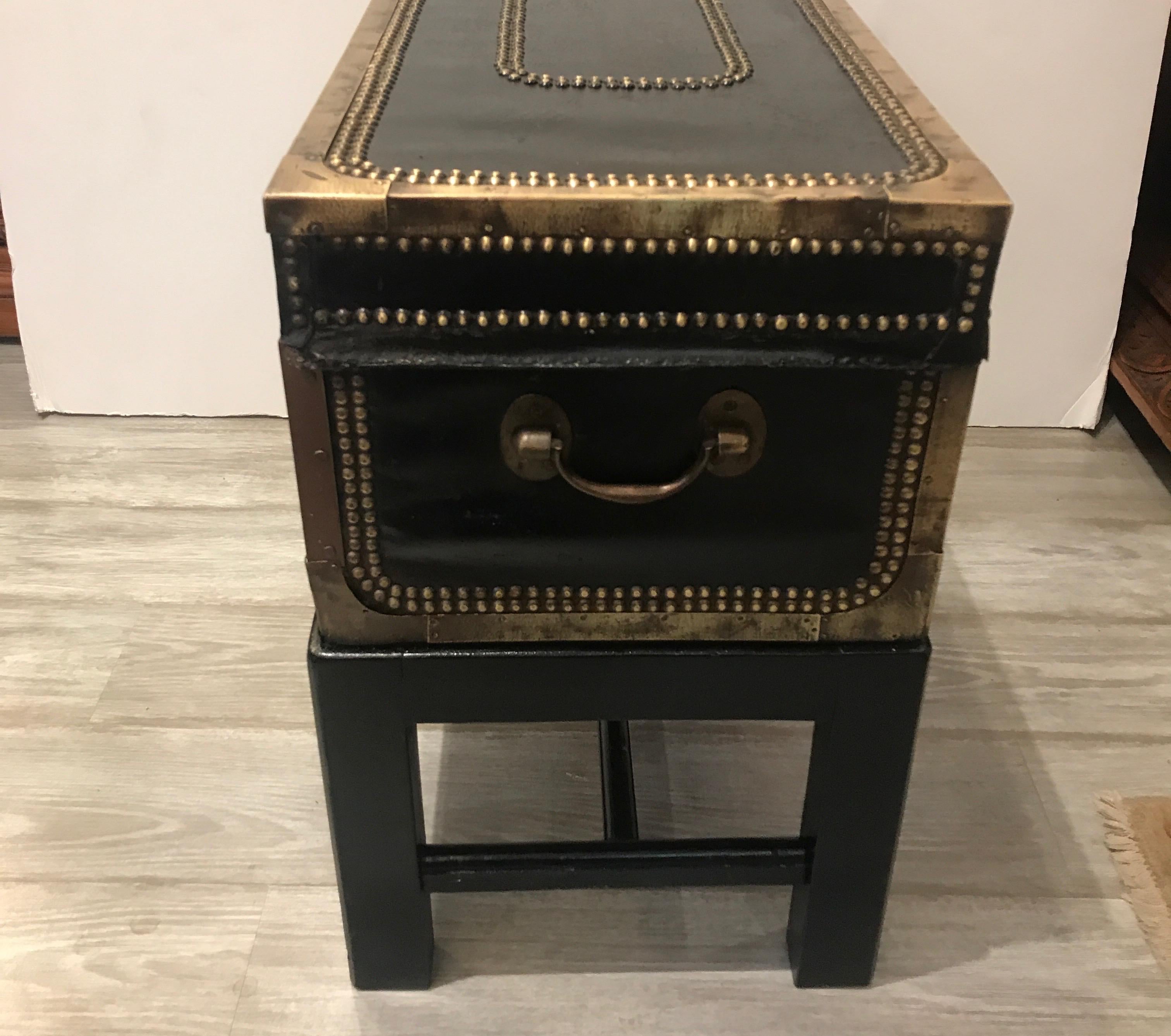 Mid-19th Century Leather and Brass Mounted Box on Stand 5