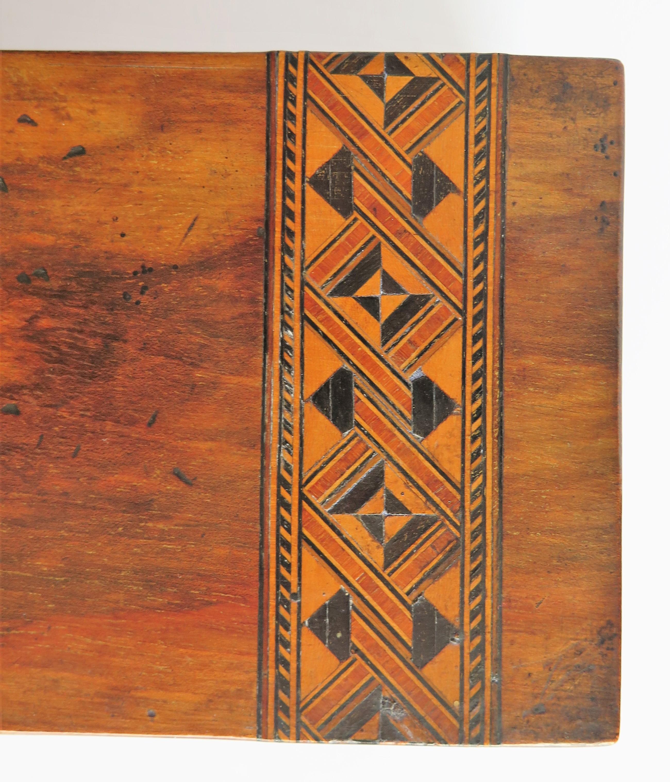 Mid-19th Century Lidded Box Walnut with Parquetry Mosaic Inlay, Mid Victorian 8