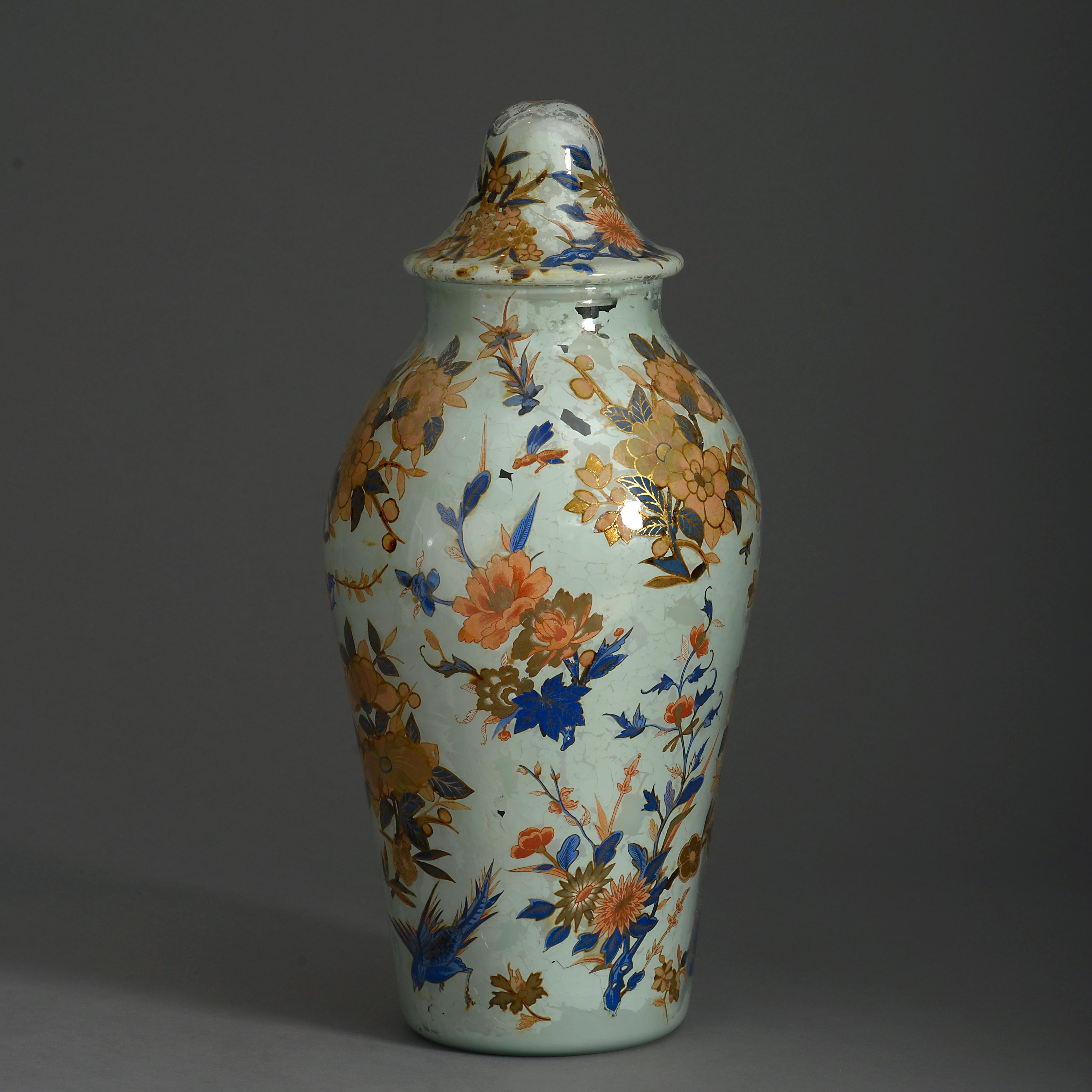 Chinese Export Mid-19th Century Lidded Decalcomania Vase
