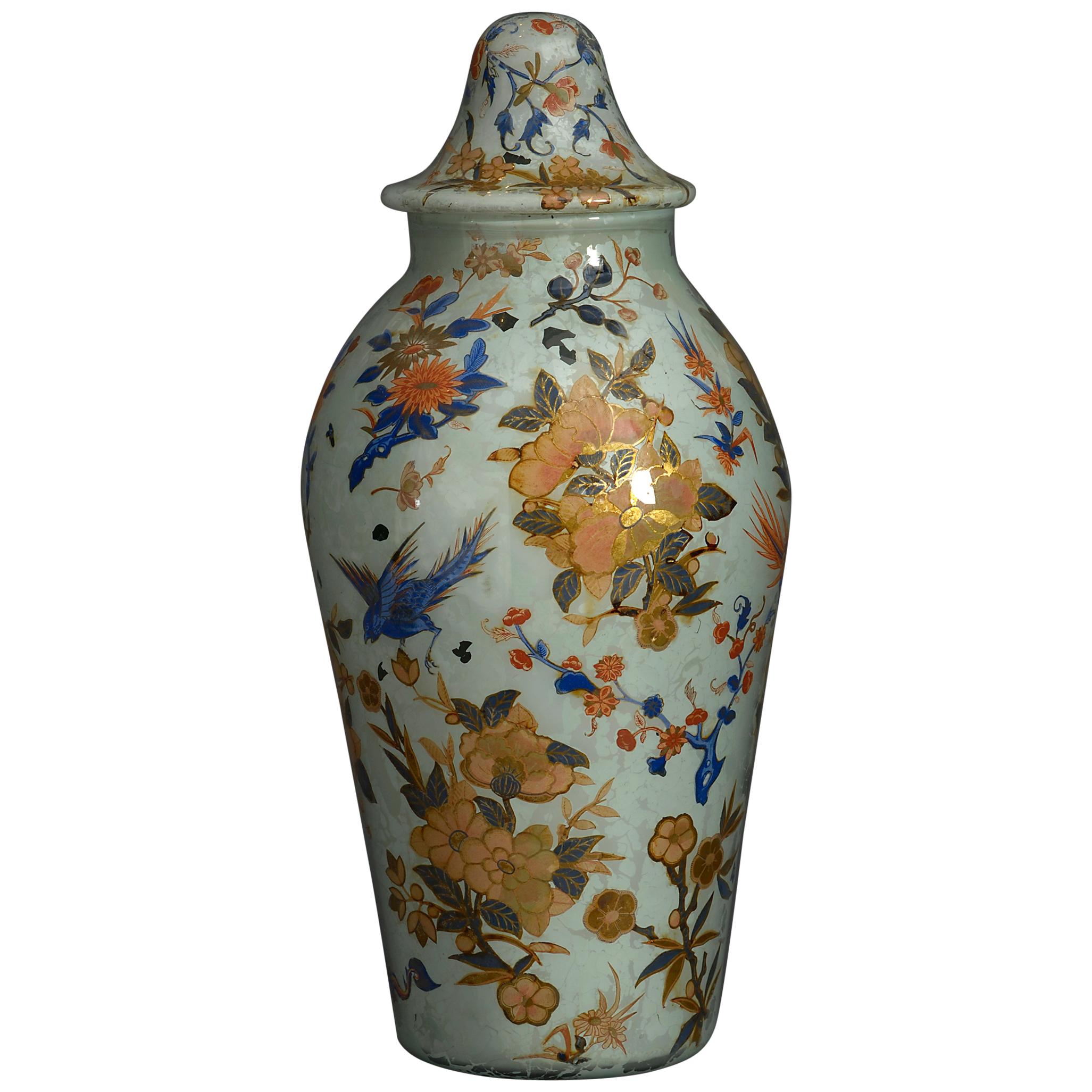 Mid-19th Century Lidded Decalcomania Vase