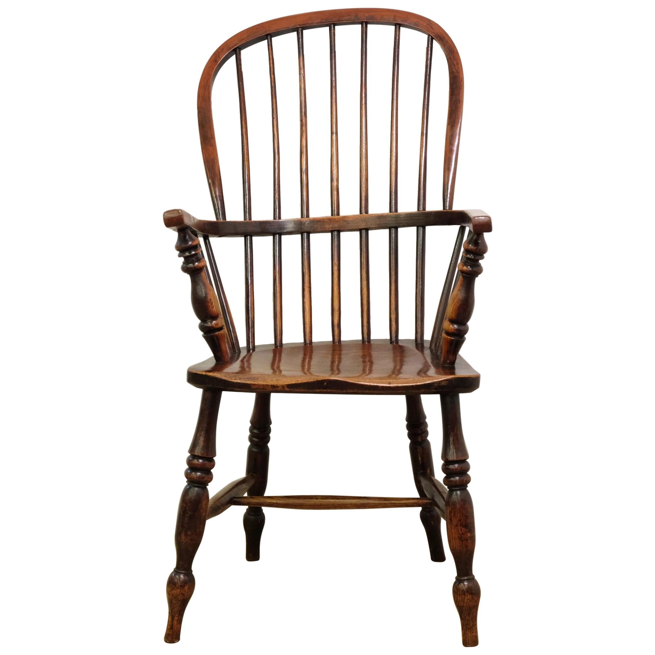 Mid-19th Century Lincolnshire Stick Back Windsor Chair in Ash and Elm, Original