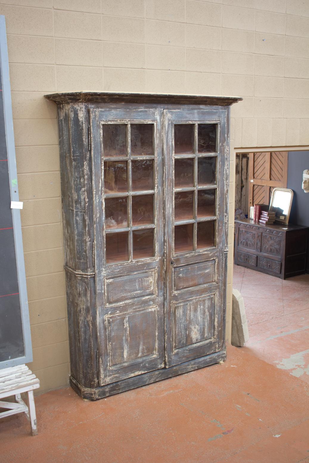 Mid-19th Century Louis Philippe French Bistro Cabinet In Distressed Condition In Calgary, Alberta