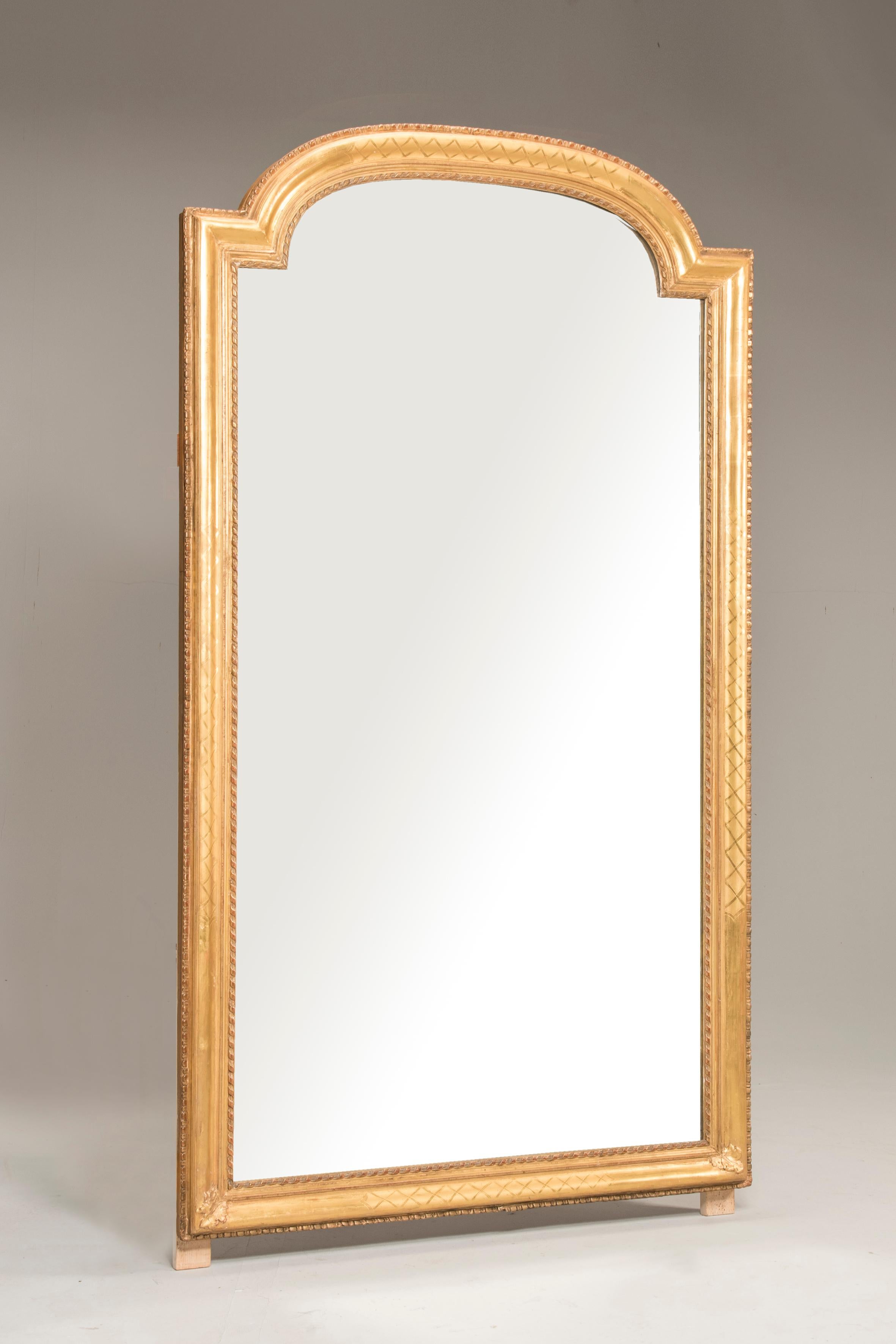 Mid-19th Century Louis Philippe Original Glass Giltwood Golden Frame Mirror 3