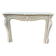 Used Mid-19th Century Louis XV Carrara Marble Mantel from France