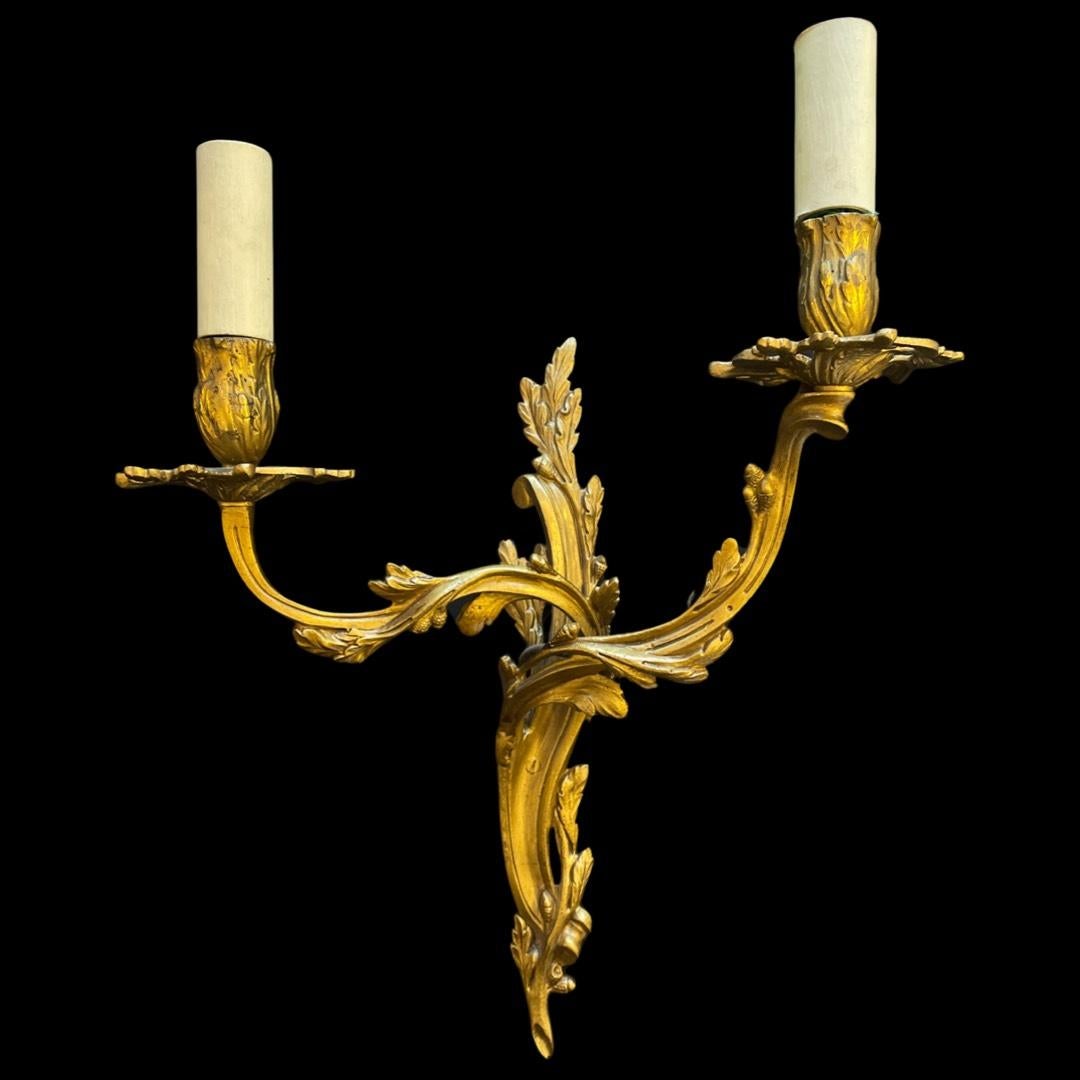 Mid 19th Century Louis XV Style Brass Sconces For Sale 2