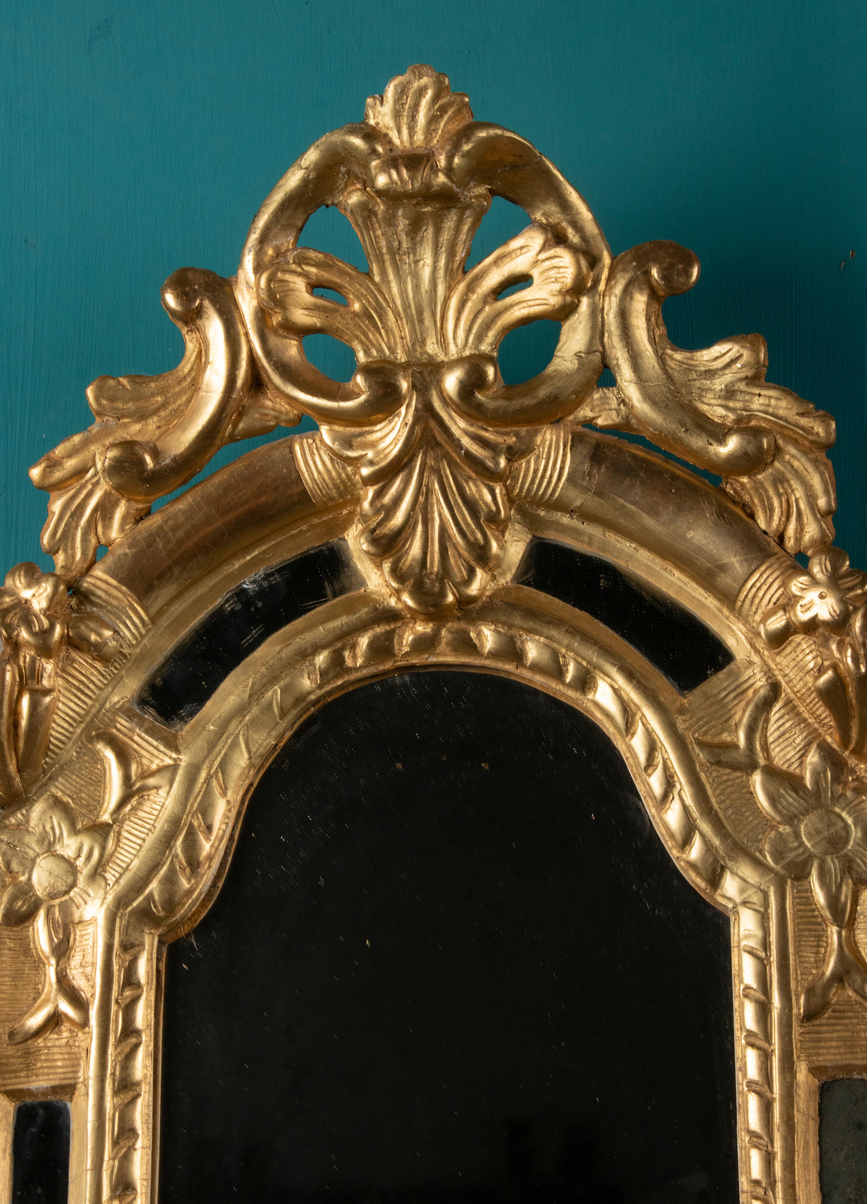 Mid 19th Century Louis XV Style Gold Leaf Wooden Carved Mirror 4