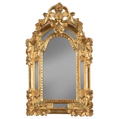 Antique Mid 19th Century Louis XV Style Gold Leaf Wooden Carved Mirror