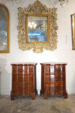 Louis XV Walnut Burl Veneer Serpentine Nightstand, Pair, circa 1840