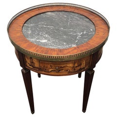 Mid-19th Century Louis XVI French Marquetry Bouillotte Table Black Marple Top