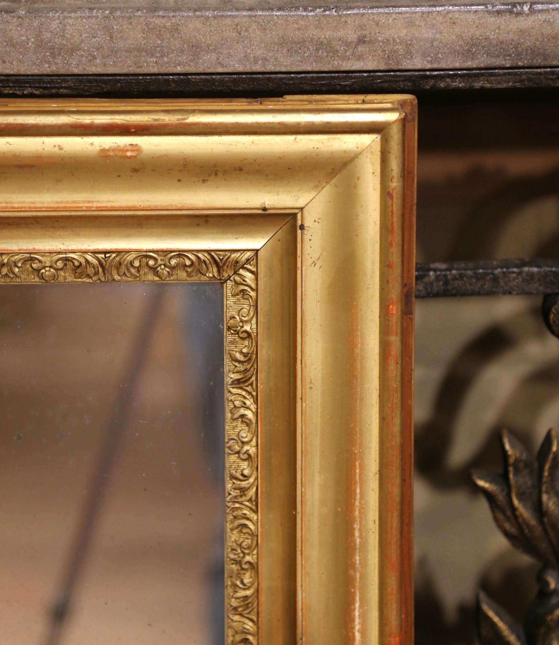 French Mid-19th Century Louis XVI Giltwood Mirror with Original Mercury Glass For Sale