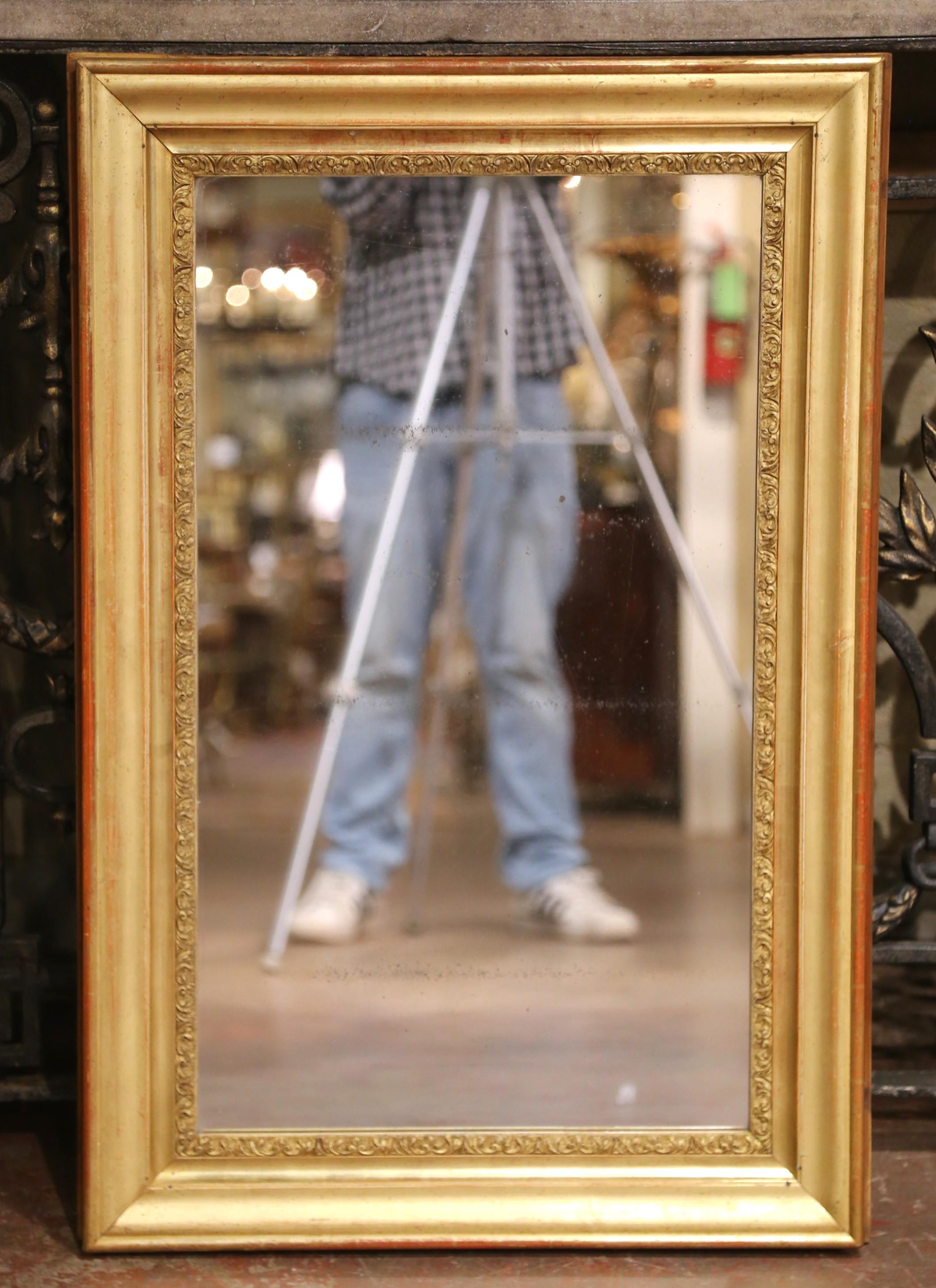 Hand-Carved Mid-19th Century Louis XVI Giltwood Mirror with Original Mercury Glass For Sale