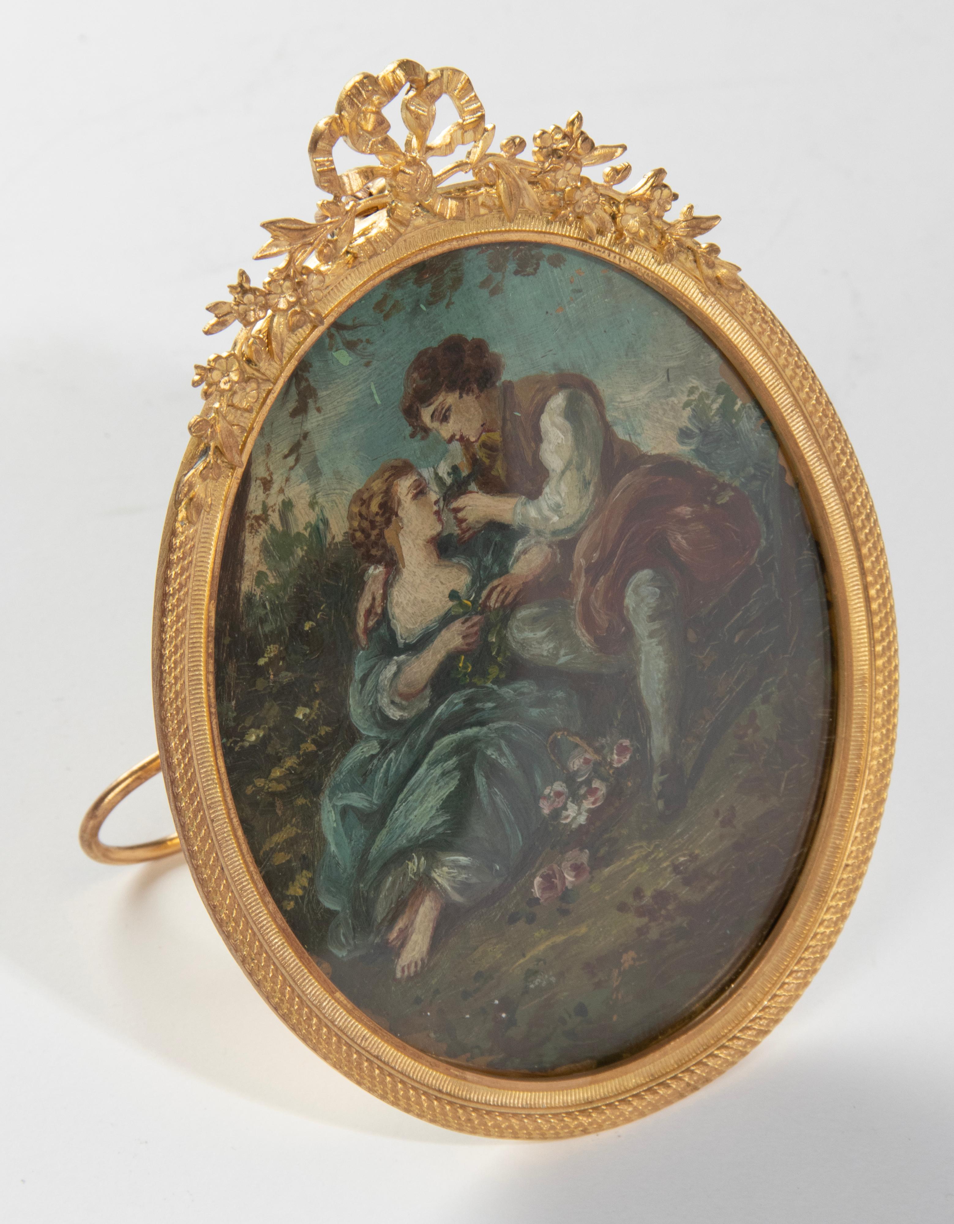 Mid-19th Century Louis XVI Ormolu Gilt Bronze Style Oval Picture Frame 5