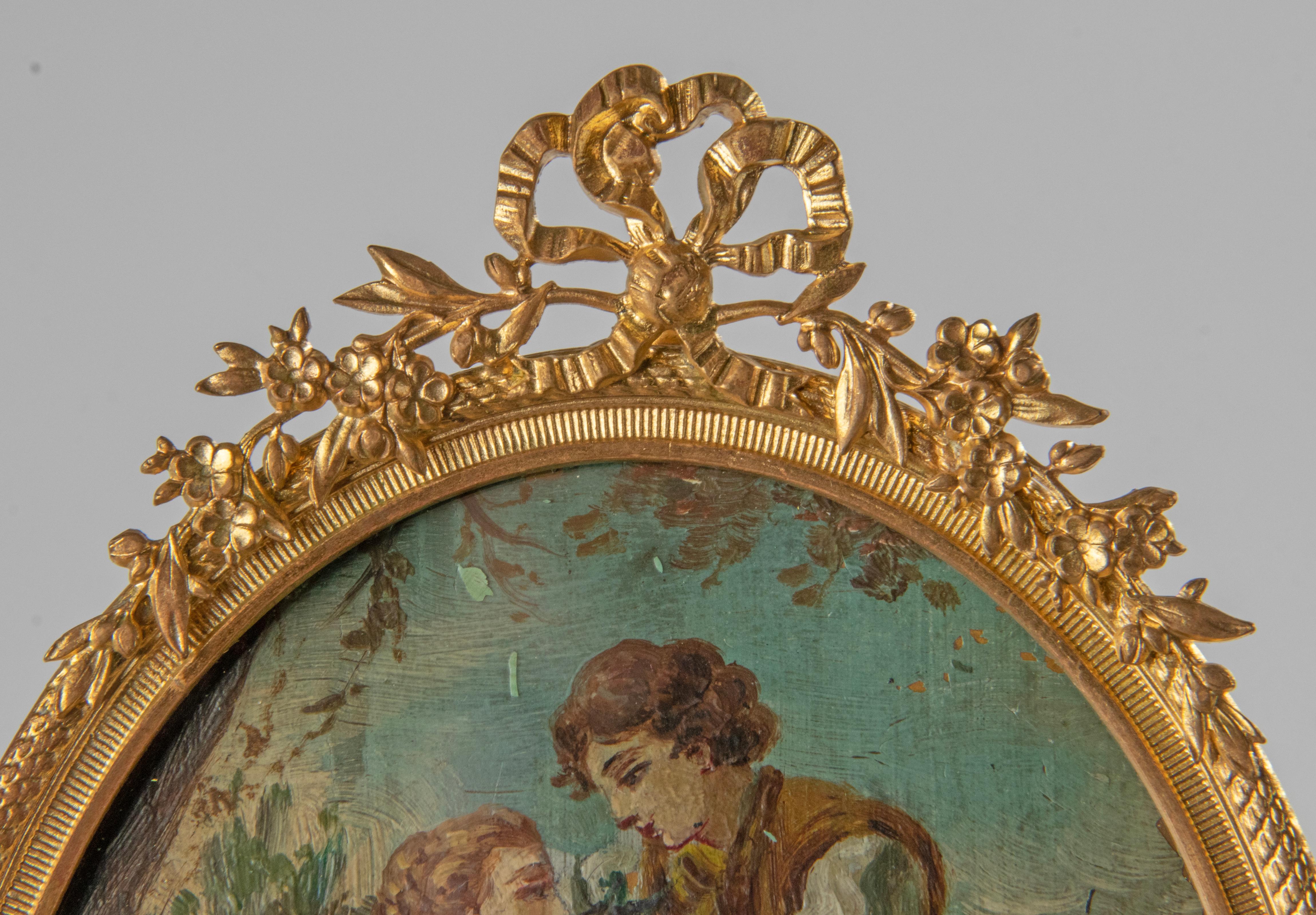 Mid-19th Century Louis XVI Ormolu Gilt Bronze Style Oval Picture Frame 6