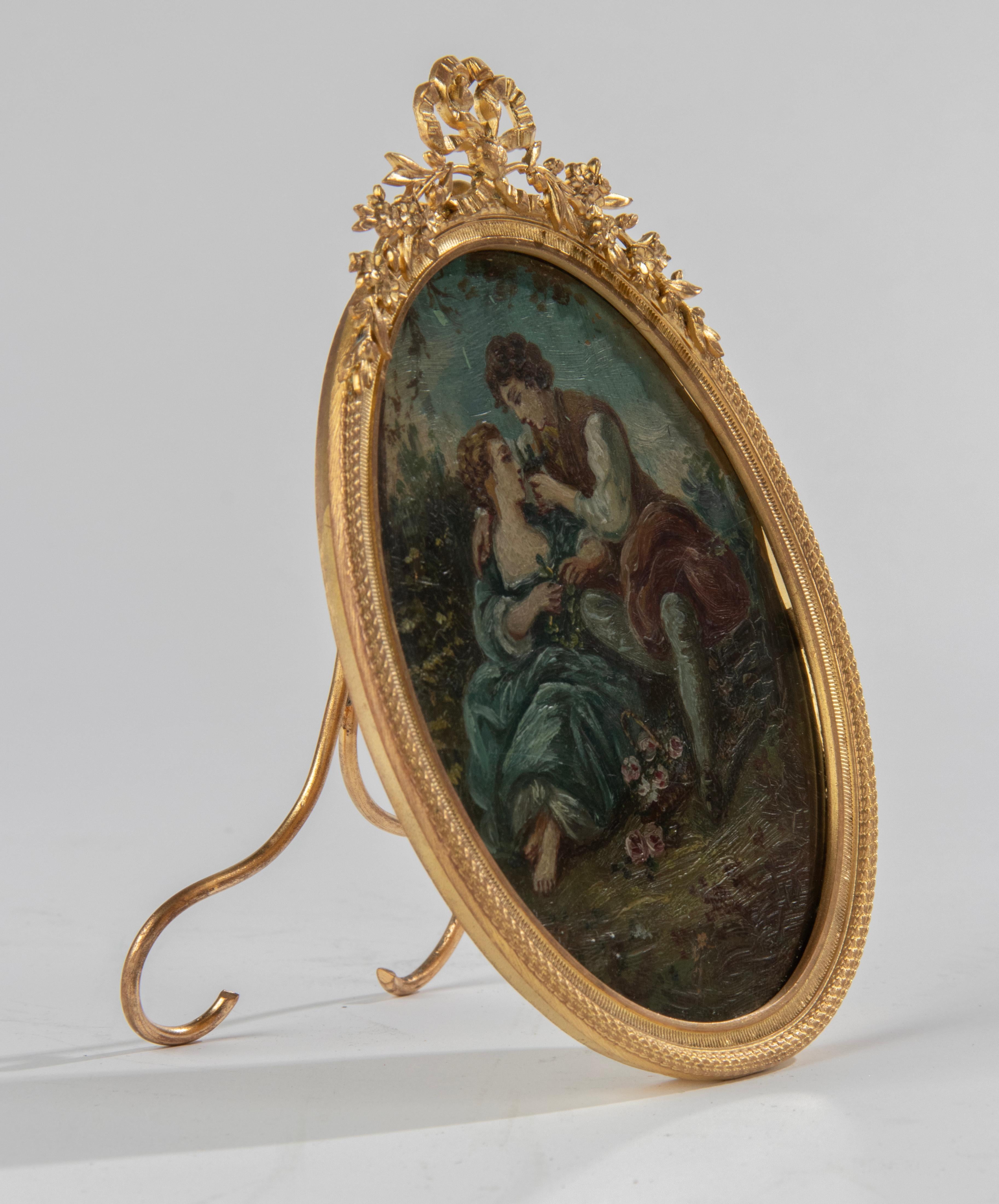 Mid-19th Century Louis XVI Ormolu Gilt Bronze Style Oval Picture Frame 8
